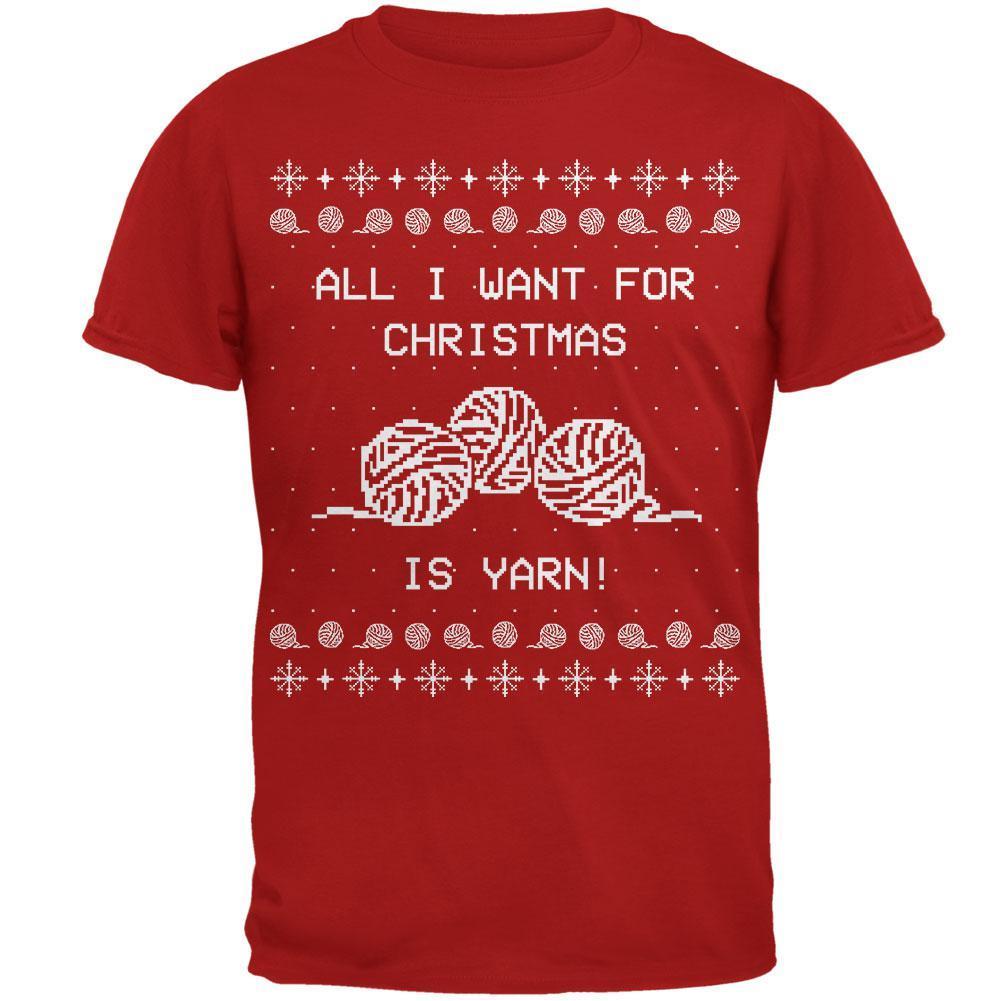 I Want Yarn Knitting Ugly Christmas Sweater Mens Soft T Shirt