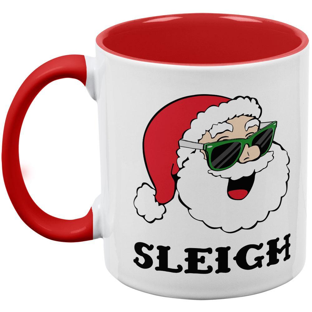 Christmas Santa Sunglasses Sleigh Slay Red Handle Coffee Mug