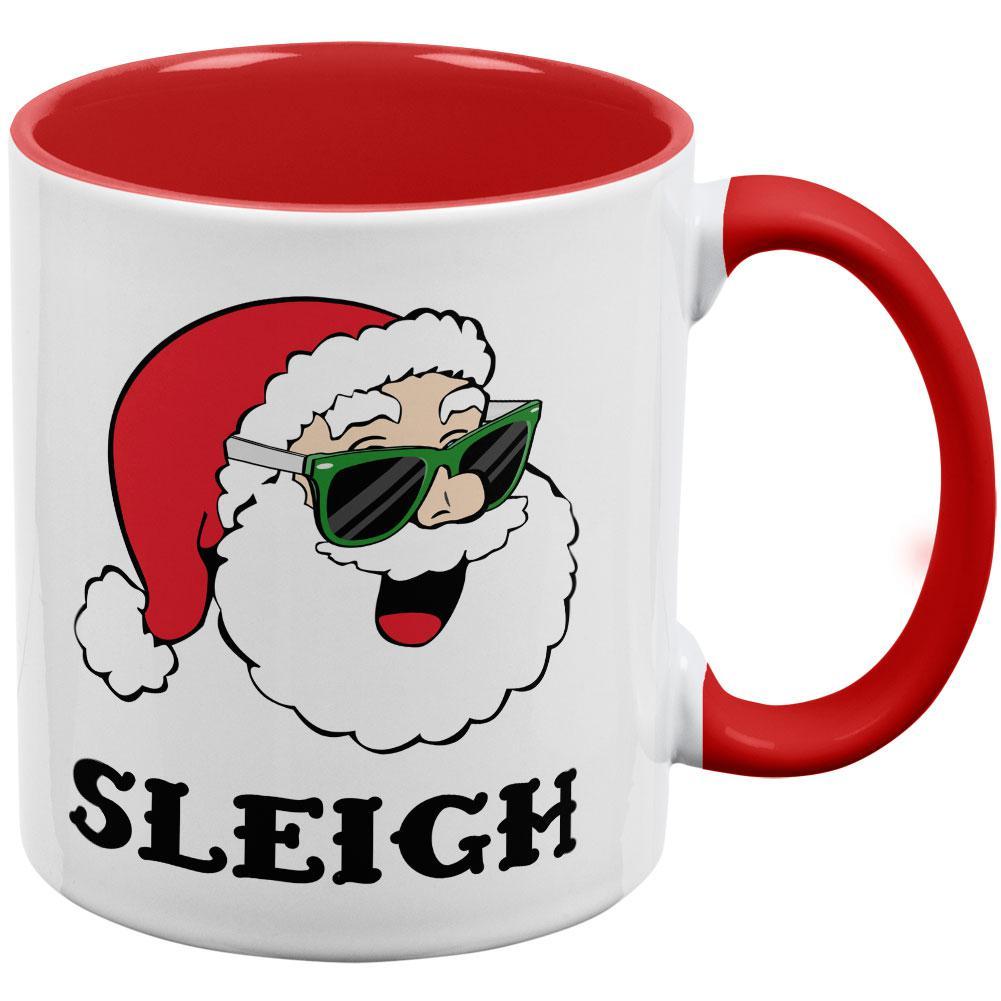 Christmas Santa Sunglasses Sleigh Slay Red Handle Coffee Mug