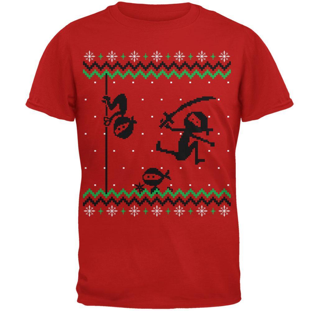 Ninja Ninjas Attack Ugly Christmas Sweater Mens Soft T Shirt