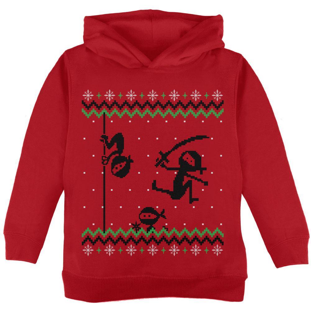Ninja Ninjas Attack Ugly Christmas Sweater Toddler Hoodie