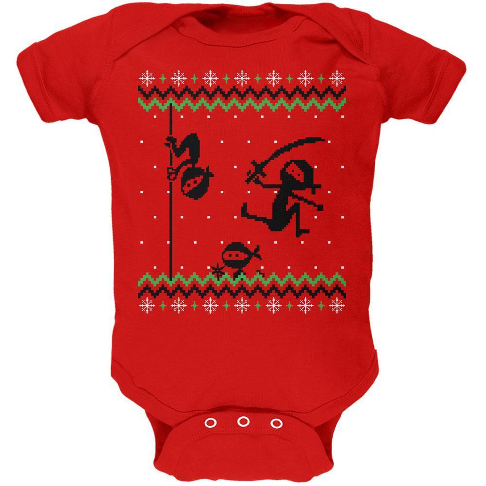 Ninja Ninjas Attack Ugly Christmas Sweater Soft Baby One Piece