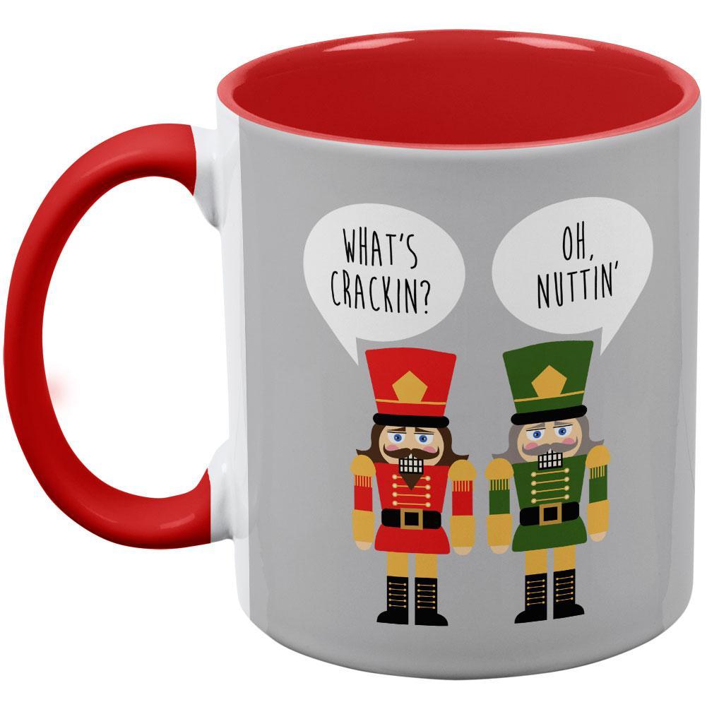 Christmas Nutcracker What's Crackin' Funny Red Handle Coffee Mug