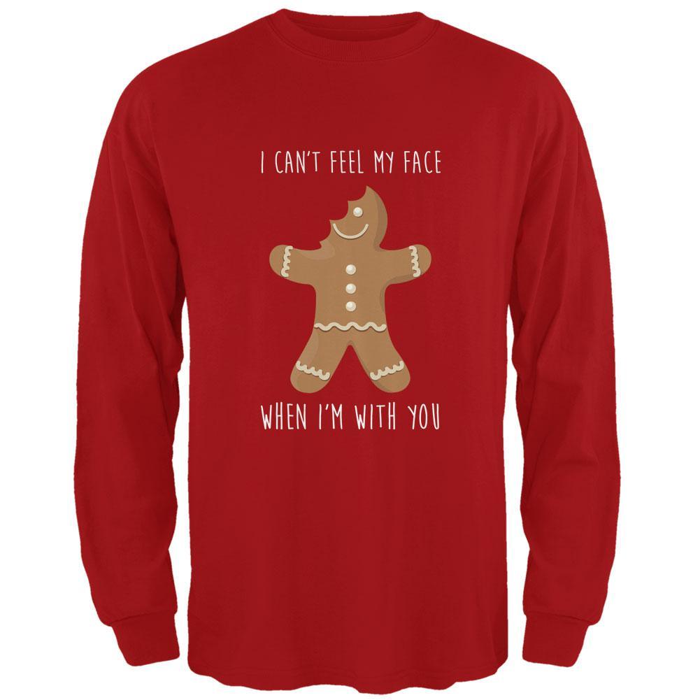 Christmas Gingerbread Man Can't Feel My Face Mens Long Sleeve T Shirt