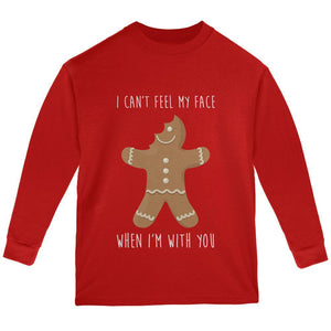 Christmas Gingerbread Man Can't Feel My Face Youth Long Sleeve T Shirt