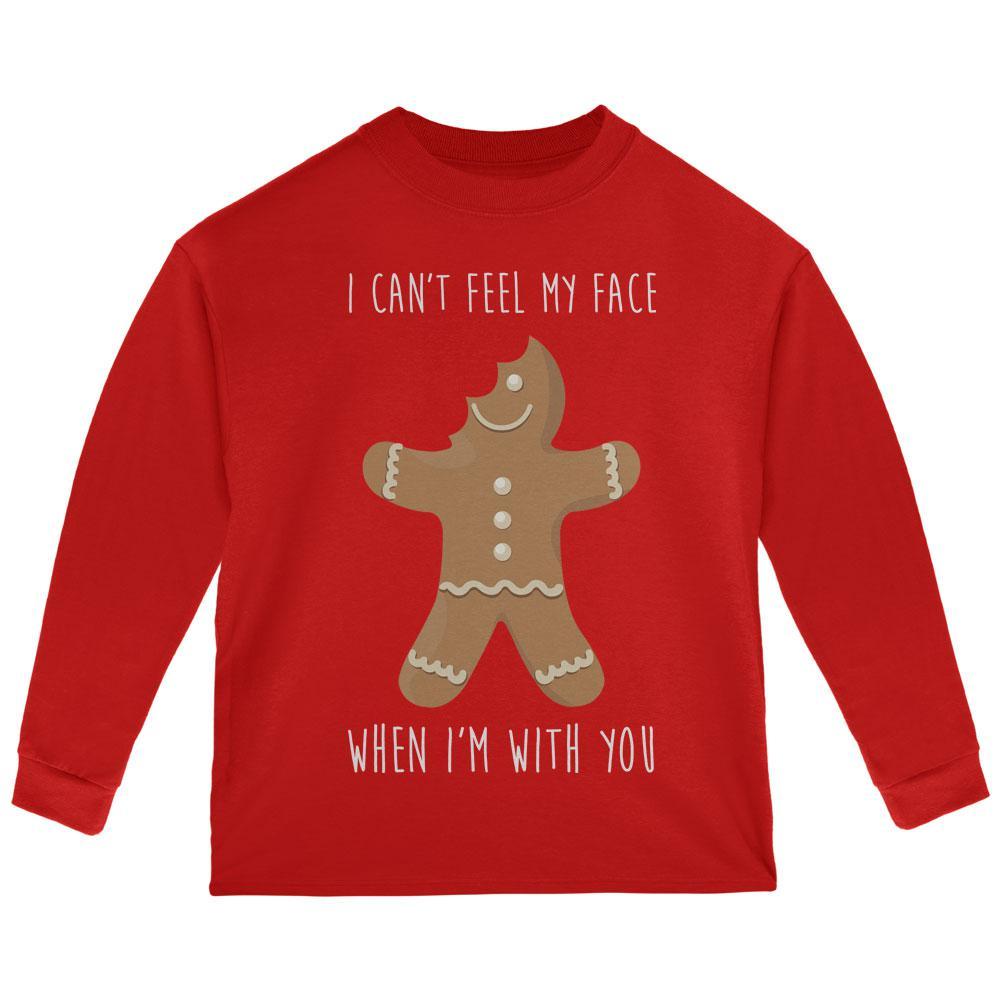 Christmas Gingerbread Man Can't Feel My Face Toddler Long Sleeve T Shirt