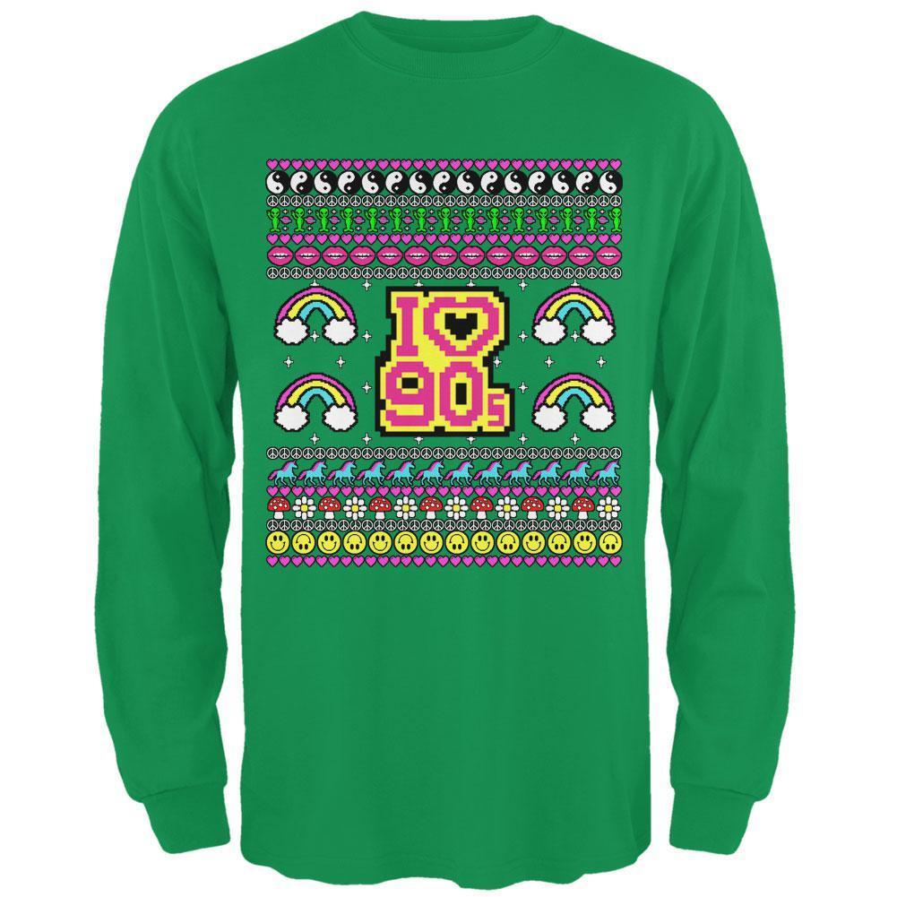 I Love the 90s Retro Nostalgia Ugly Christmas Sweater Mens Long Sleeve T Shirt