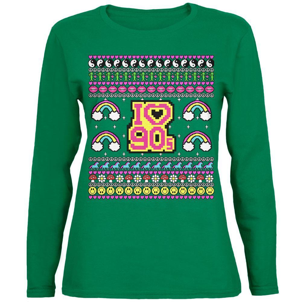 I Love the 90s Retro Nostalgia Ugly Christmas Sweater Womens Long Sleeve T Shirt