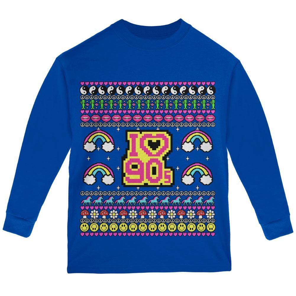 I Love the 90s Retro Nostalgia Ugly Christmas Sweater Youth Long Sleeve T Shirt