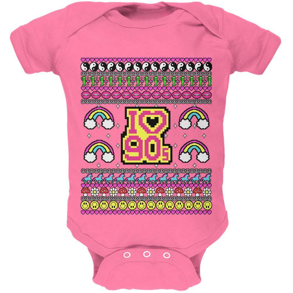 I Love the 90s Retro Nostalgia Ugly Christmas Sweater Soft Baby One Piece