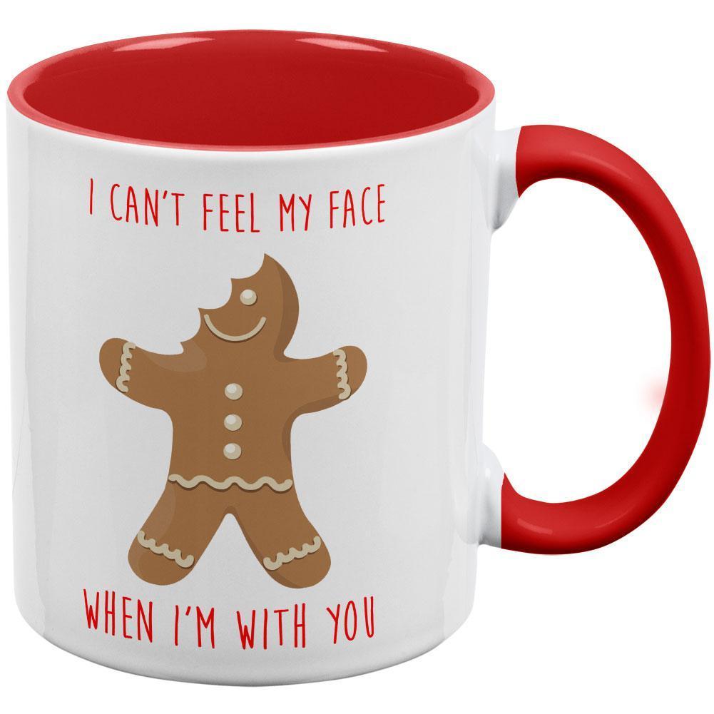 Christmas Gingerbread Man Can't Feel My Face Red Handle Coffee Mug