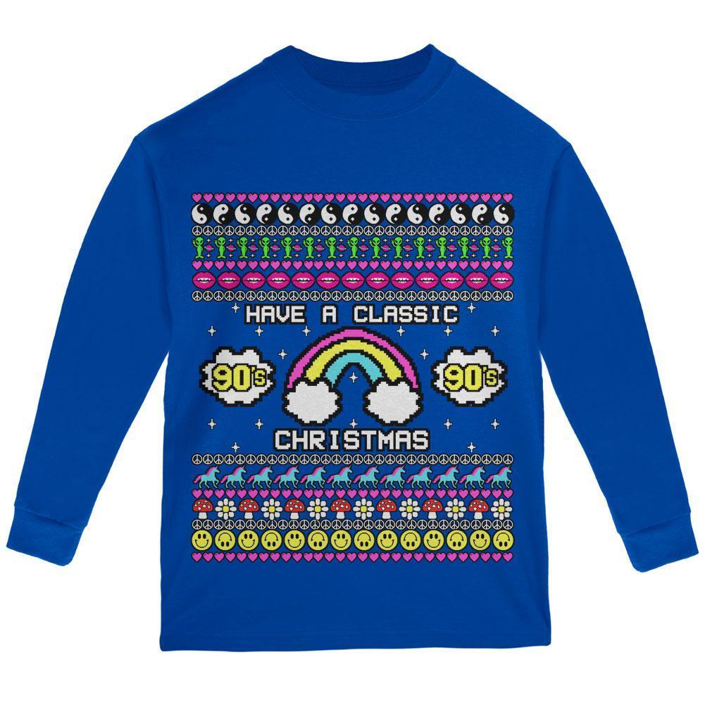Retro 90s Nostalgia Classic Ugly Christmas Sweater Youth Long Sleeve T Shirt