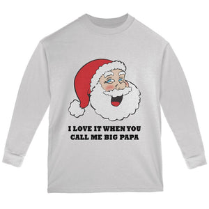 Christmas Santa I Love it When You Call Me Big Papa Youth Long Sleeve T Shirt