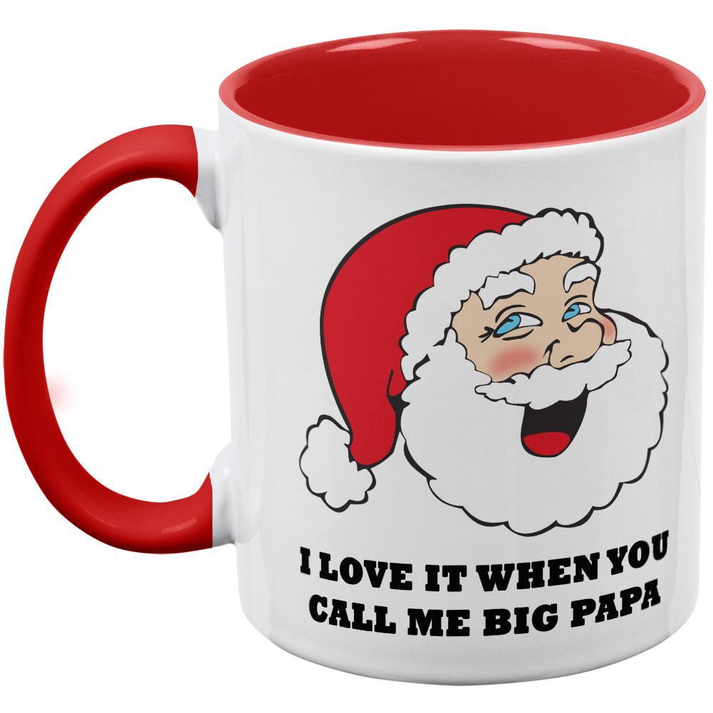 Christmas Santa I Love it When You Call Me Big Papa Red Handle Coffee Mug