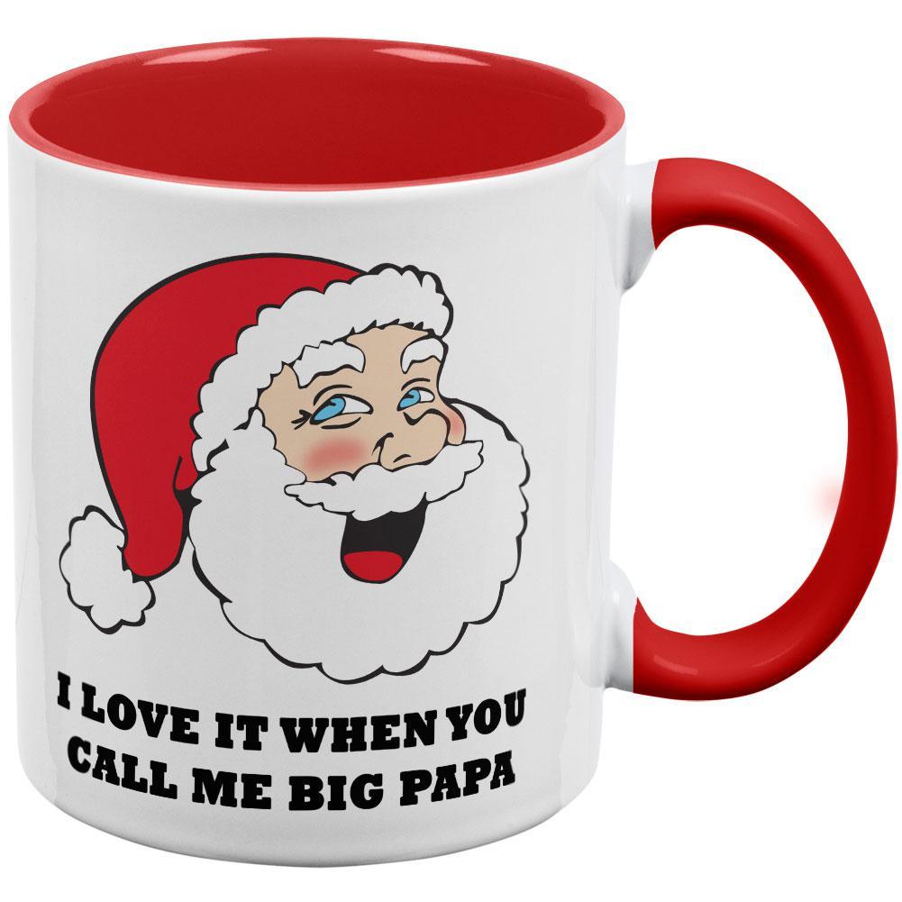 Christmas Santa I Love it When You Call Me Big Papa Red Handle Coffee Mug