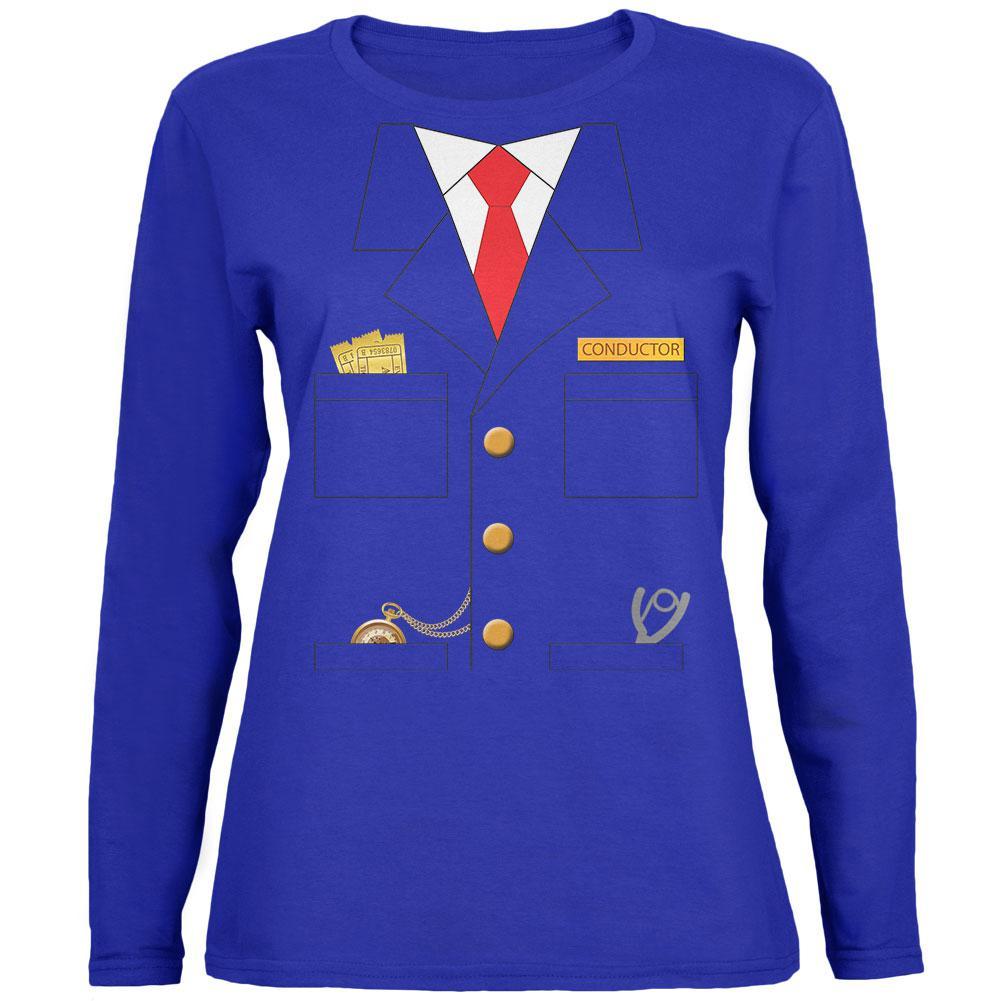 Halloween Train Conductor Costume Womens Long Sleeve T Shirt