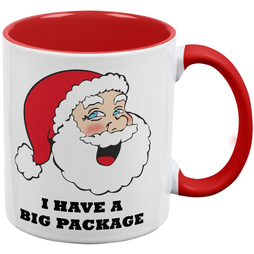 Christmas Santa I Have a Big Package Funny Red Handle Coffee Mug