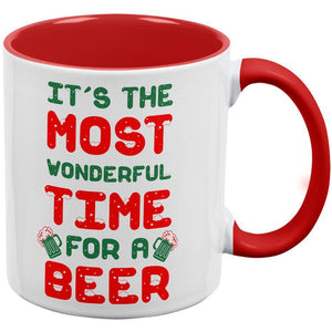 Christmas Most Wonderful Time for a Beer Red Handle Coffee Mug