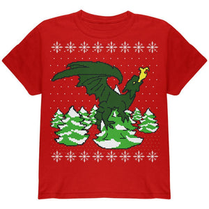 Ugly Christmas Sweater Dragon Winter Youth T Shirt