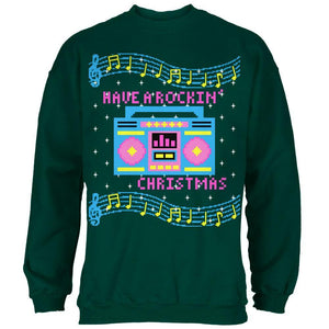 Retro Boombox Music Have a Rockin' Ugly Christmas Sweater Mens Sweatshirt