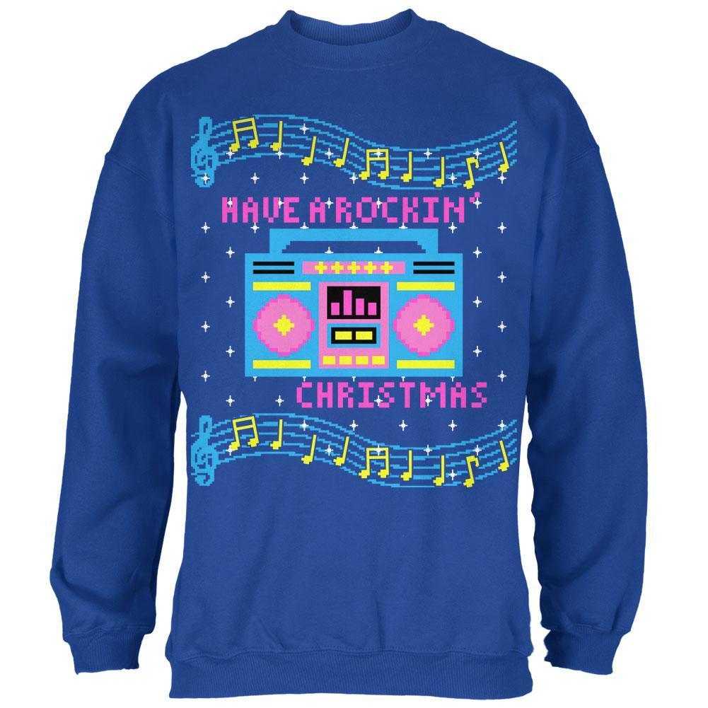 Retro Boombox Music Have a Rockin' Ugly Christmas Sweater Mens Sweatshirt