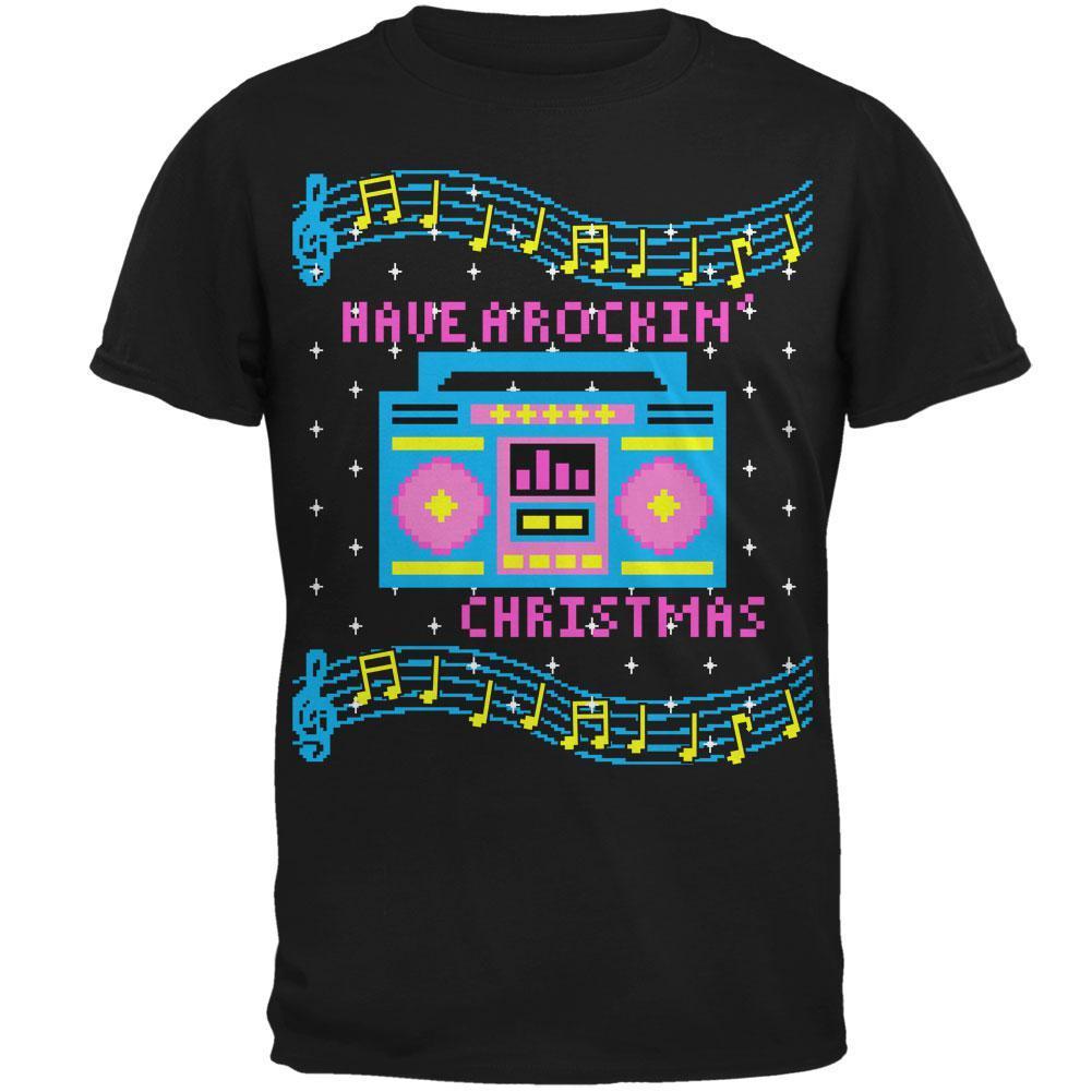 Retro Boombox Music Have a Rockin' Ugly Christmas Sweater Mens T Shirt