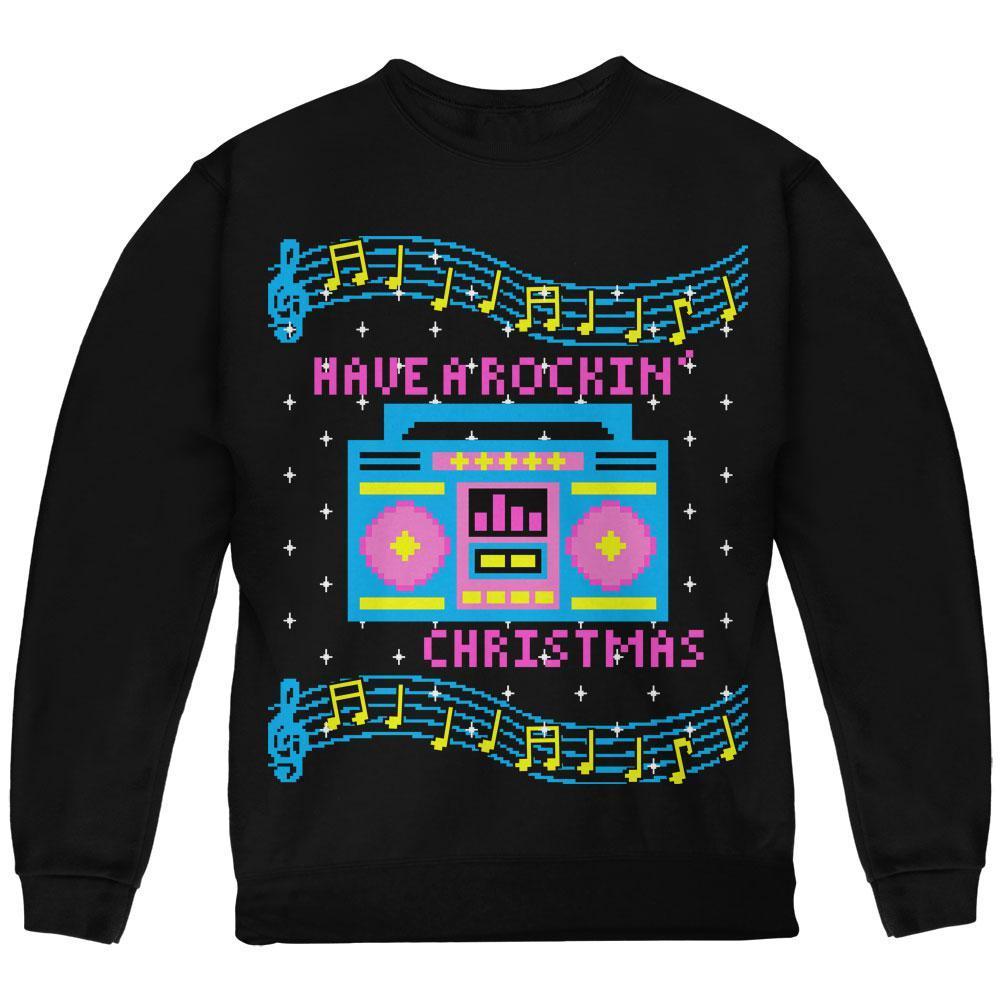 Retro Boombox Music Have a Rockin' Ugly Christmas Sweater Youth Sweatshirt