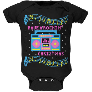 Retro Boombox Music Have a Rockin' Ugly Christmas Sweater Soft Baby One Piece