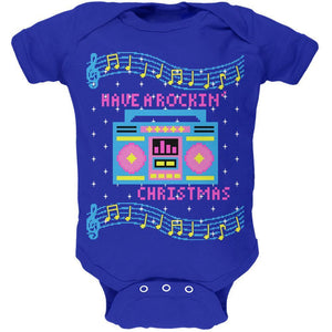 Retro Boombox Music Have a Rockin' Ugly Christmas Sweater Soft Baby One Piece