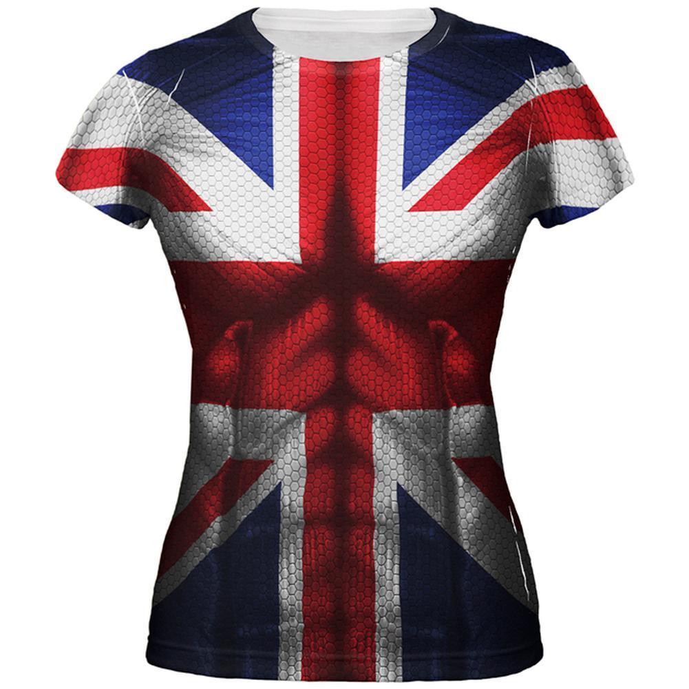 Halloween Union Jack British Flag Superhero Costume All Over Juniors T Shirt