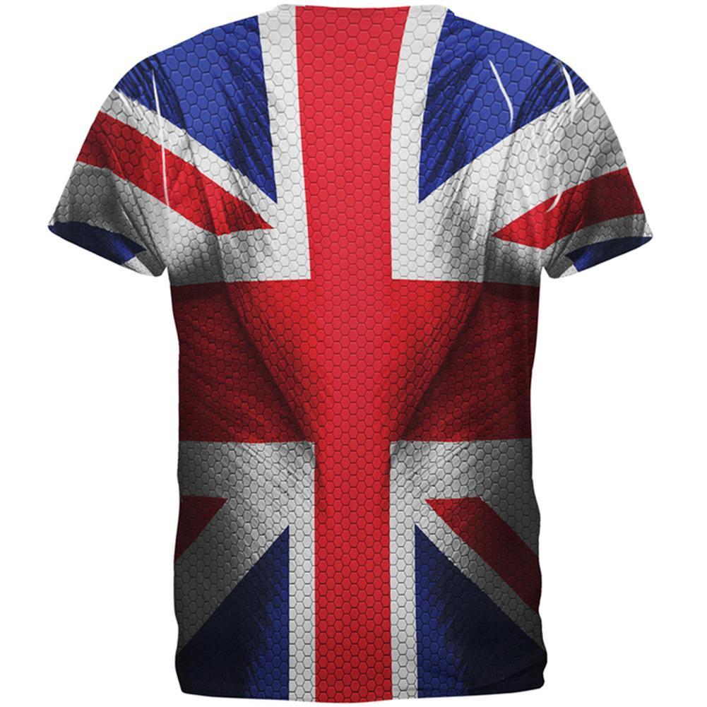 Halloween Union Jack British Flag Superhero Costume All Over Mens T Shirt