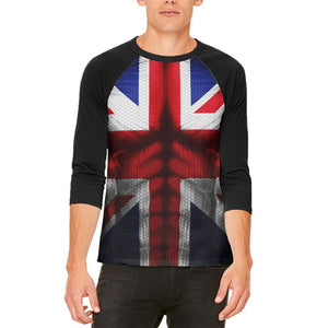 Halloween Union Jack British Flag Superhero Costume Mens Raglan T Shirt