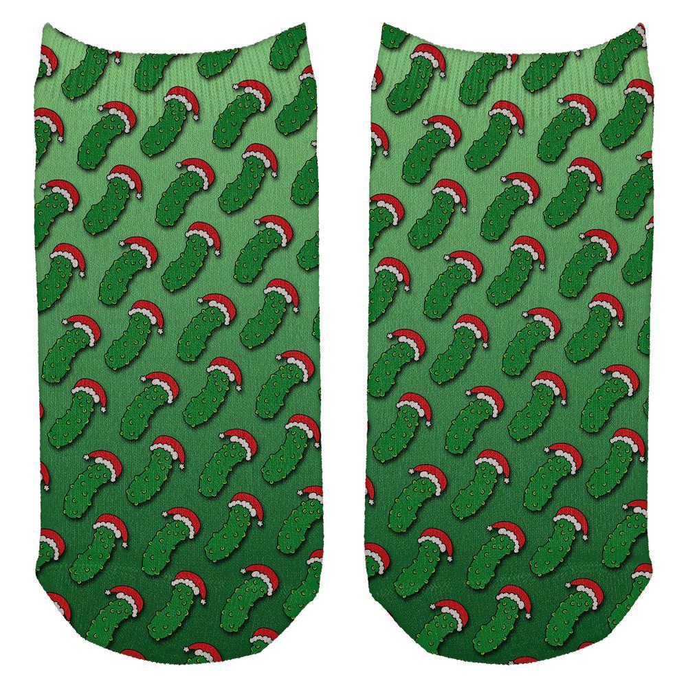 Christmas German Pickle Pattern All Over Adult Ankle Socks