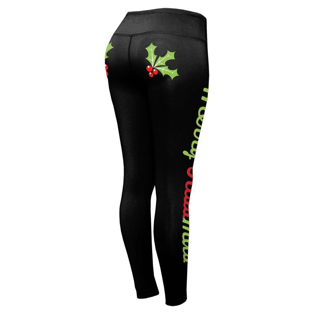 Christmas Mistletoe Merry Kissmas Womens Performance Leggings