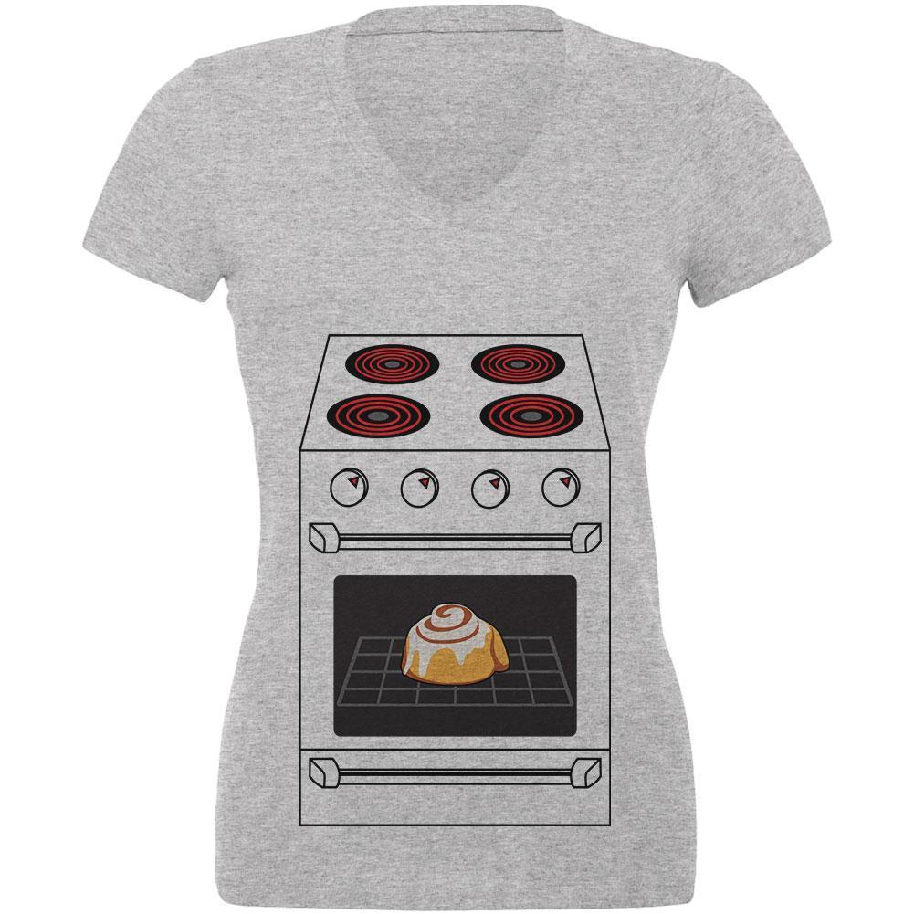 Halloween Costume Pregnant Bun in the Oven Juniors V-Neck T Shirt