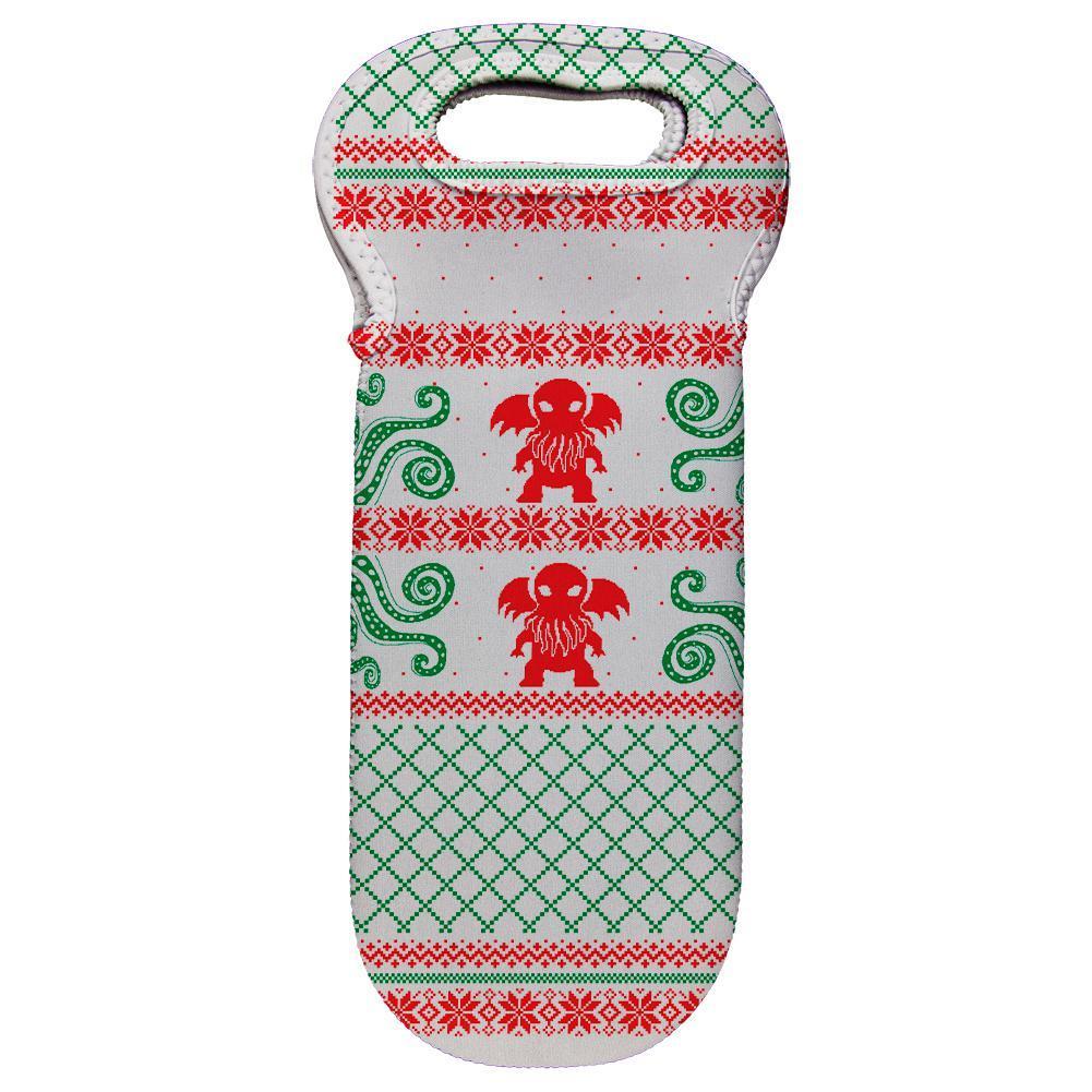 Cthulhu Lovecraft Dimensions Ugly Christmas Sweater Wine Tote Bag