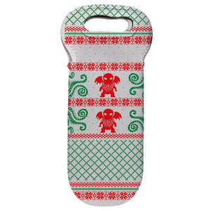 Cthulhu Lovecraft Dimensions Ugly Christmas Sweater Wine Tote Bag