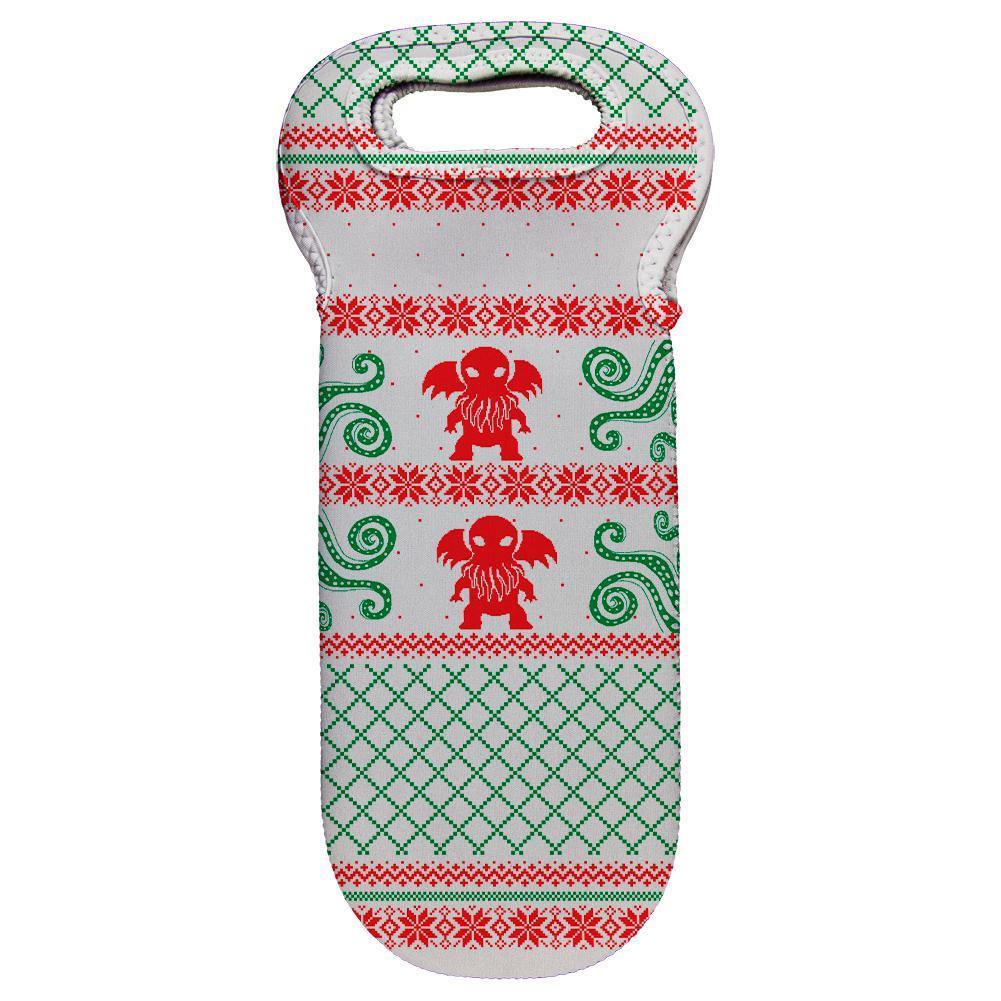 Cthulhu Lovecraft Dimensions Ugly Christmas Sweater Wine Tote Bag