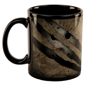 Halloween Horror Movie Mask Slasher Attack All Over Black Out Coffee Mug