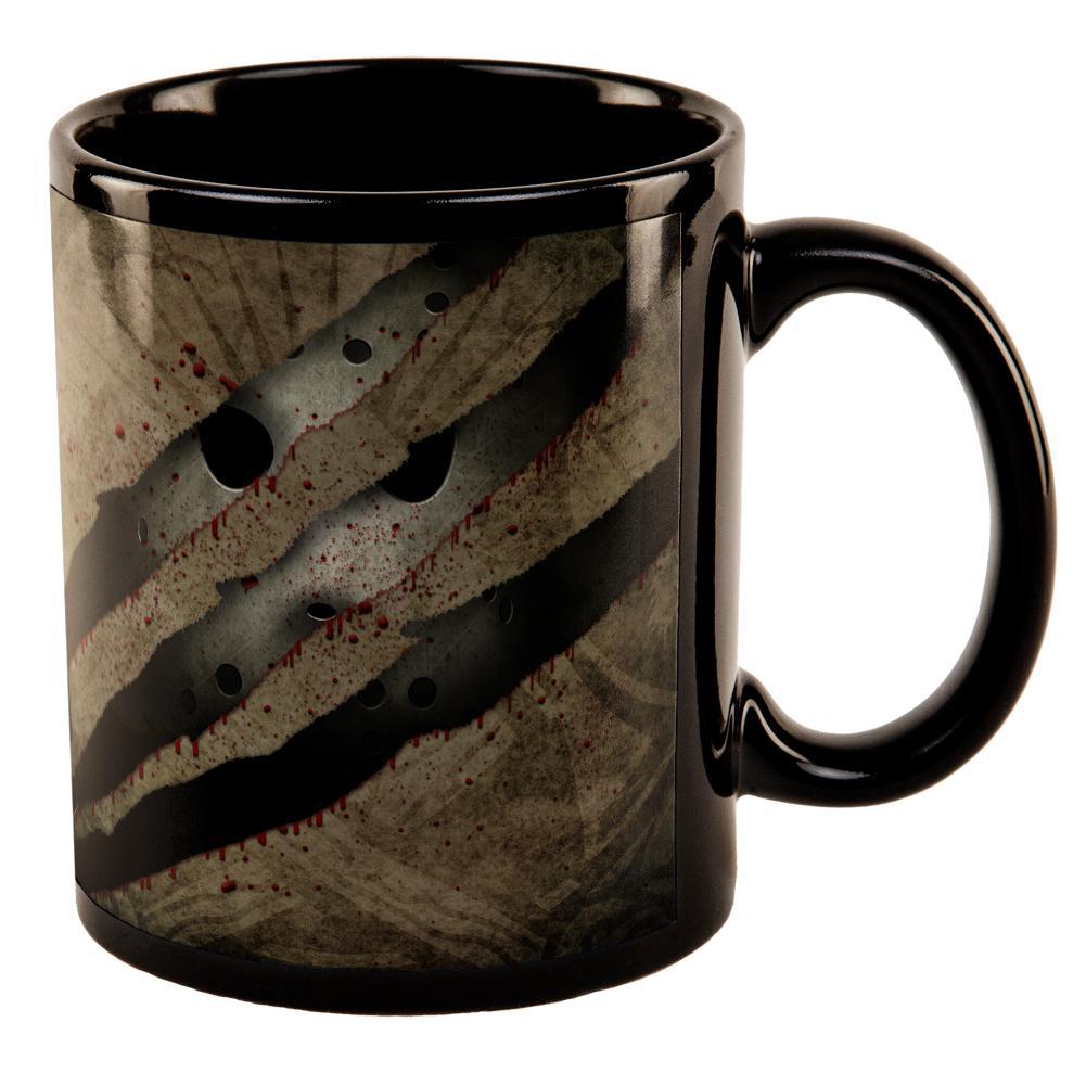 Halloween Horror Movie Mask Slasher Attack All Over Black Out Coffee Mug