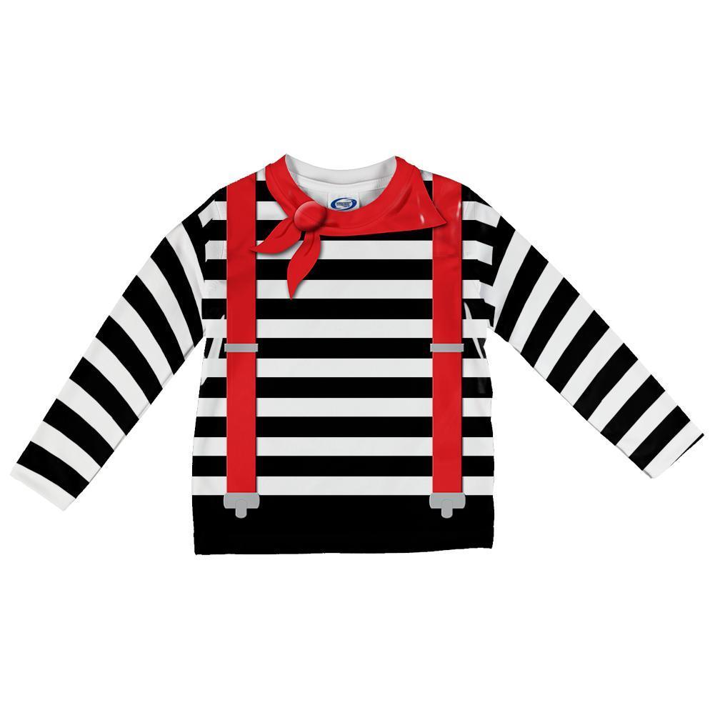 Halloween French Mime Costume All Over Toddler Long Sleeve T Shirt