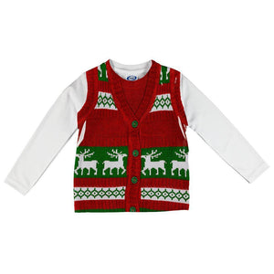 Ugly Christmas Sweater Vest Costume All Over Toddler Long Sleeve T Shirt