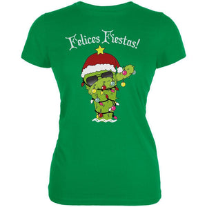 Christmas Dabbing Cactus Felices Fiestas Happy Holidays Juniors Soft T Shirt