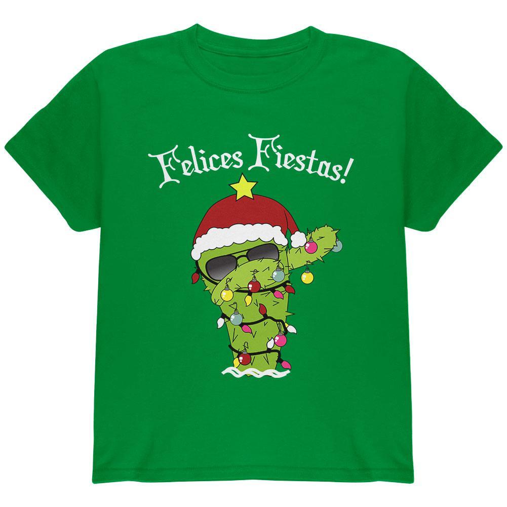 Christmas Dabbing Cactus Felices Fiestas Happy Holidays Youth T Shirt