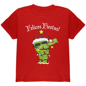 Christmas Dabbing Cactus Felices Fiestas Happy Holidays Youth T Shirt
