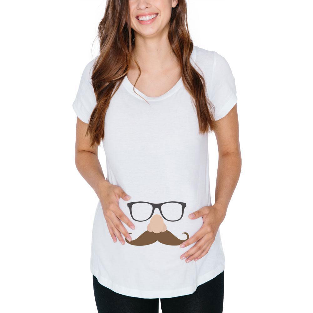 Halloween Glasses & Mustache Disguise Costume Maternity Soft T Shirt