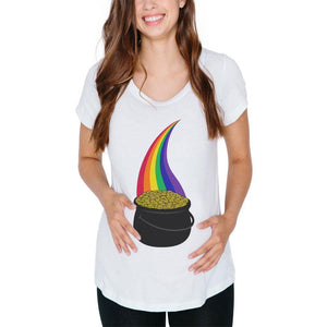 Halloween Pot of Gold Rainbow Costume Pregnant Maternity Soft T Shirt