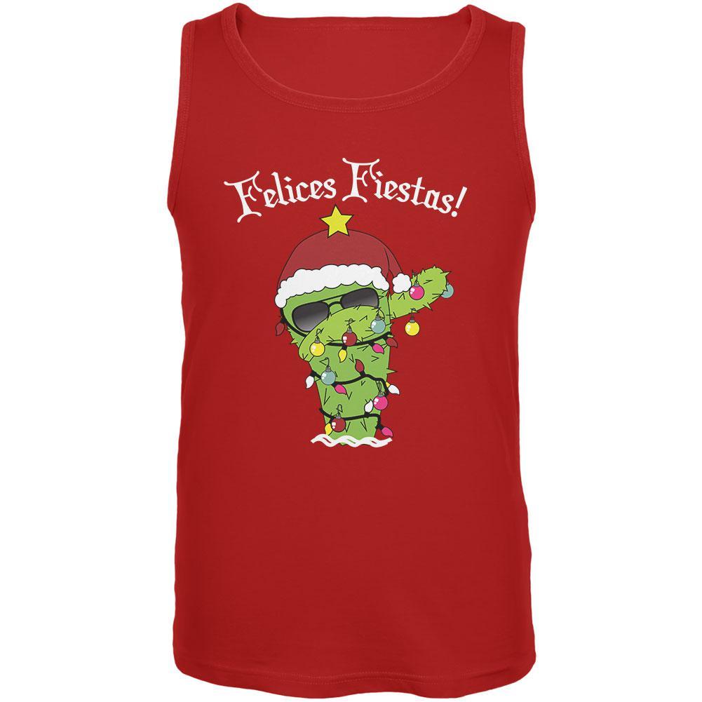 Christmas Dabbing Cactus Felices Fiestas Happy Holidays Mens Tank Top