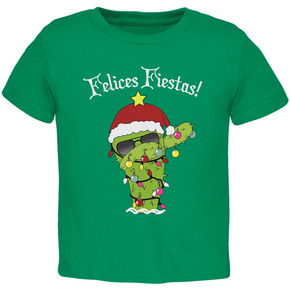 Christmas Dabbing Cactus Felices Fiestas Happy Holidays Toddler T Shirt