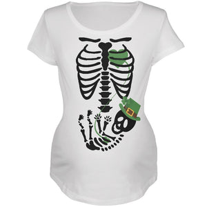 Halloween Irish Baby Skeleton White Maternity Soft T-Shirt